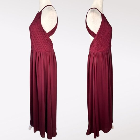 #Levkoff Chiffon Halter Dress Maxi Evening Gown Size 8 - Picture 5 of 11